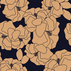 Trendy floral seamless pattern collection. Set of vintage 70s style flower background illustration. Colorful pastel color groovy artwork bundle, y2k nature backgrounds with spring plants