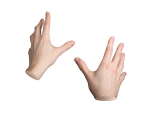 Both hands gesture, sign pov. Holding, reaching, first person view isolated on white background.,...