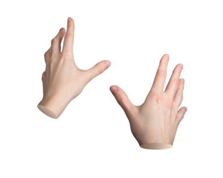 Both hands gesture, sign pov. Holding, reaching, first person view isolated on white background., transparent PNG cutout