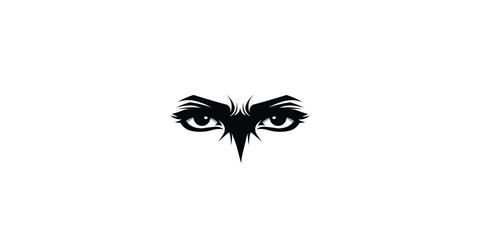 Obraz premium Angry looking eyes expression silhouette style illustration