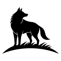 wolf on hill silhouette on white background