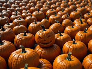 rows of pumpkins in a row