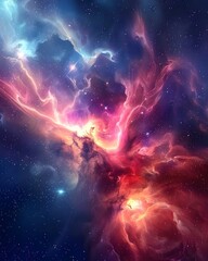 Mesmerizing Cosmic Explosion of Vibrant Colors and Energy in the Depths of the Universe