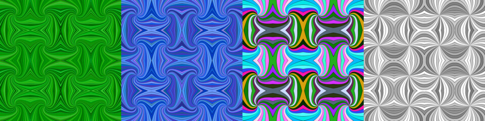 Abstract seamless curved stripe pattern set