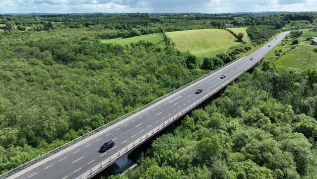 Ariel view of N3 highway in County Cavan, Ireland
