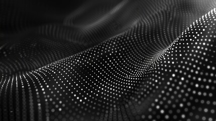 Wave of bright particles. Sound and music visualization. Abstract digital background