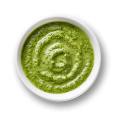 Obraz premium Fresh homemade pesto sauce isolated on transparent or white background, png