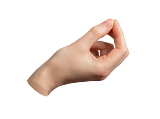 Hand gesture, finger pinch, thumb catch white background. Squeeze, clip, grasp, take. Tip curled, Italian, what sign. Body symbol, isolated action., transparent PNG cutout