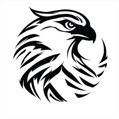 a black and white drawing of an eagle with a black and white background