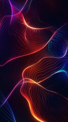 Obraz premium Colorful abstract light waves on dark background