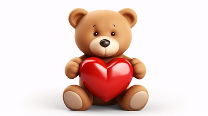 Naklejka premium Cute teddy bear holding a heart.