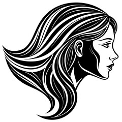 woman with long hair logo icon vector illustration.