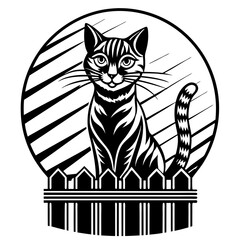 A black and white cat logo icon vector illustration.