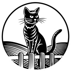 A black cat logo icon vector illustration.