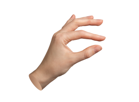 Hand holding something invisible gesture, sign. isolated on white background., transparent PNG cutout