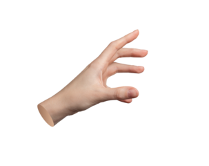 Hand reaching aside, outstretched gesture, sign. isolated on white background., transparent PNG cutout
