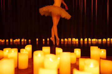 balerina dancing on stage with lots of candles © Ruslan