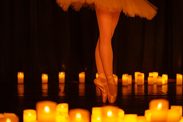 balerina dancing on stage with lots of candles © Ruslan