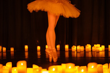 balerina dancing on stage with lots of candles © Ruslan