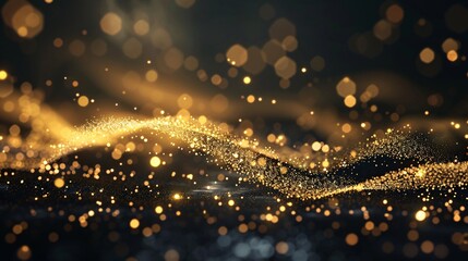 Dark background with sparkling gold garland.