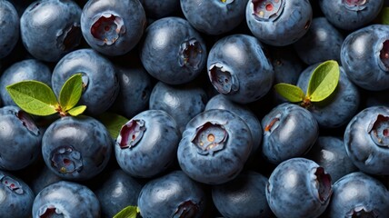 Fototapeta premium A close-up of fresh blueberries creating rich texture and rich color. Ideal background for healthy eating, freshness and natural products concepts