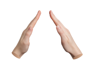 Roof-shaped hand gesture, sign protection and insurance. isolated on white background., transparent PNG cutout