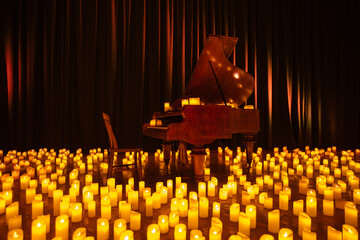 candles on classic piano © Ruslan