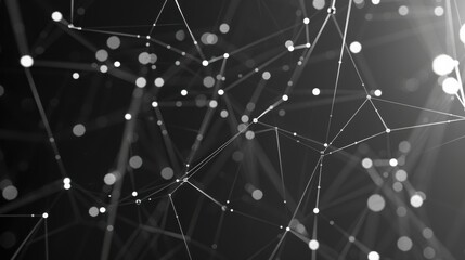 Modern Black and White Network Connections with Geometric Patterns and Futuristic Design

