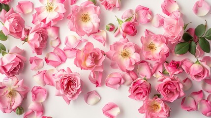 Banner adorned with blooming pink roses, forming a floral frame.