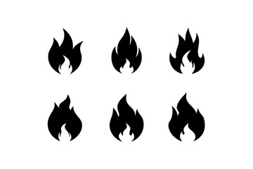 A collection of fire flame silhouettes against a plain white backdrop