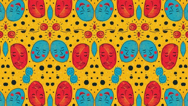 Artistic background of happy smiling face, visual arts.