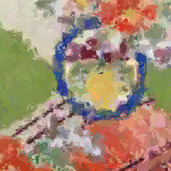 Oil painting and various flowers, butterflies, roses, peonies, beautiful wedding illustrations