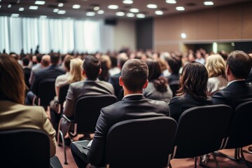 Blurred audience during a conference, business meeting concept