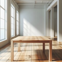 Fototapeta premium Empty wooden table. Empty wall in the background.