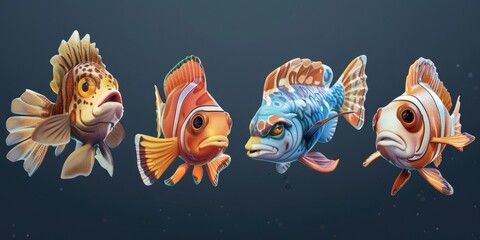 Group of fish swimming together, aquatic scene with multiple fish bodies