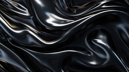 Obraz premium Black background with flowing, dynamic patterns creates a futuristic and mysterious atmosphere, leaving ample space for text or design elements.