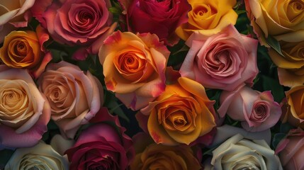 Naklejka premium A close-up view of a beautiful bunch of roses with intricate details