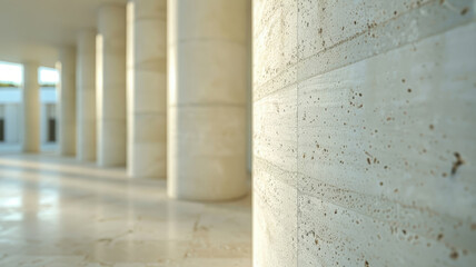 Close-up of marble columns in a modern building