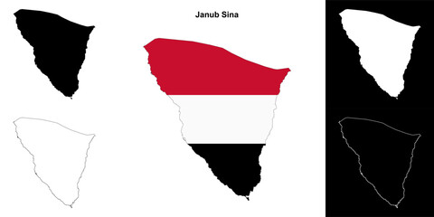Janub Sina governorate outline map set