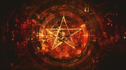 Create your own musical design with the editable background and free vector image of a pentagram and musical note.