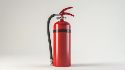 Obraz premium Red fire extinguisher on white background, studio shot. Safety equipment concept