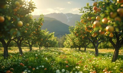 Fototapeta premium Fruit trees fields