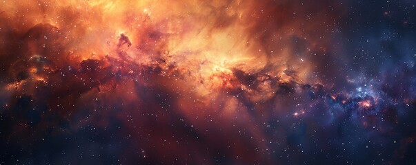 Fototapeta premium Cosmic Nebula Galaxy Background with Copyspace for Text