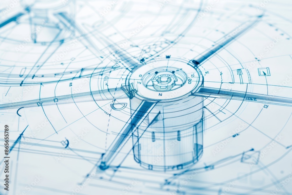 Poster blueprint design of wind turbines showcasing renewable energy technology and engineering innovation 