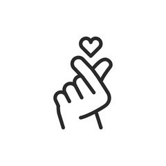 Love Hand Gesture, linear style icon. finger heart gesture, the 