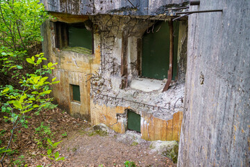 three-story Molotov Line bunker from World War II on the Hrebcianka hill east of Polanka Horyniecka, near the former village of Zające