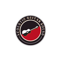 Acoustic guitar sound.Illustration logo design of acoustic guitar on background