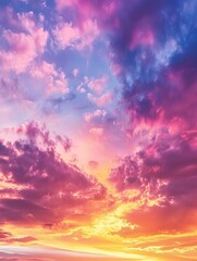 Fototapeta premium Dramatic Twilight Colors in Sunset SkyClouds at Dusk - Tranquil Nature Background