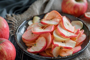 Apple chips in a plate keripik apel