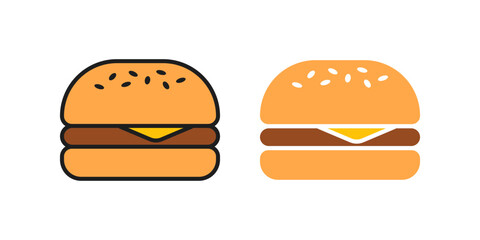 Burger icon set. cheese burger Symbol. hamburger sign. for mobile concept and web design. vector illustration on white background